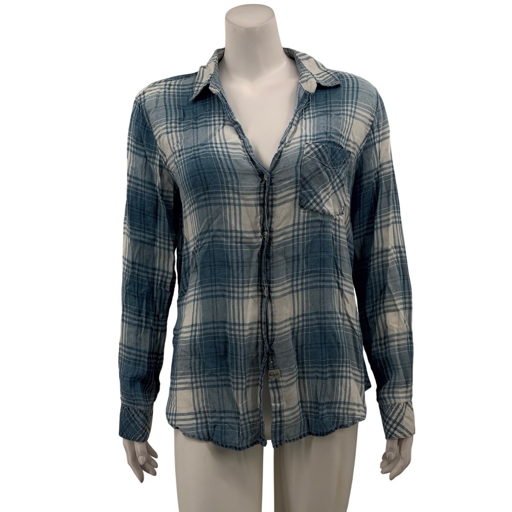 Rails Top Womens Small Blue White Charli Plaid Casual Beach Breathable Button Up
